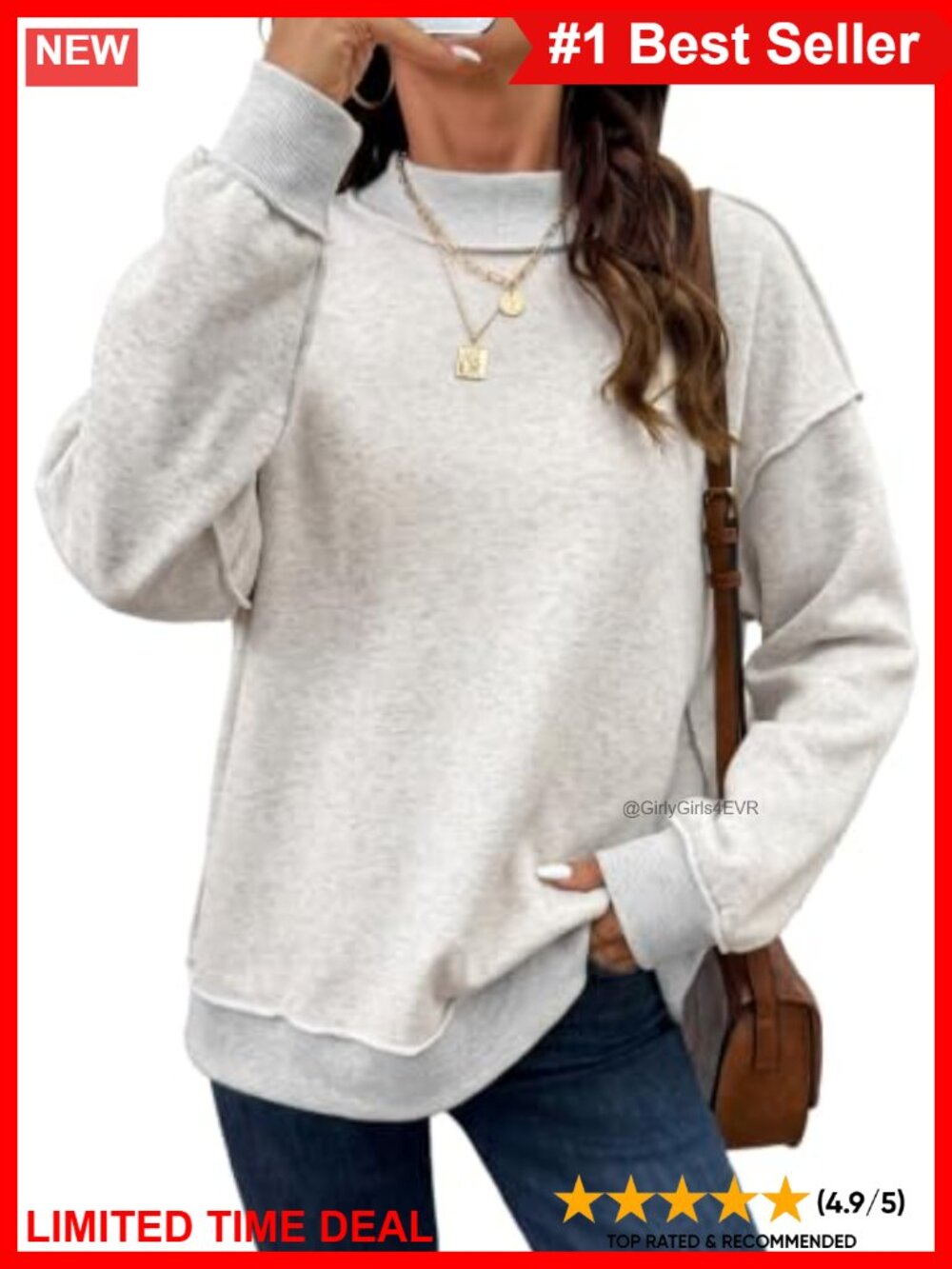 Mock Neck Pullover Sweatshirt Drop Shoulder Oversized Top